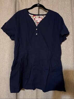 Koi by Kathy Peterson navy 3 pocket scrub top